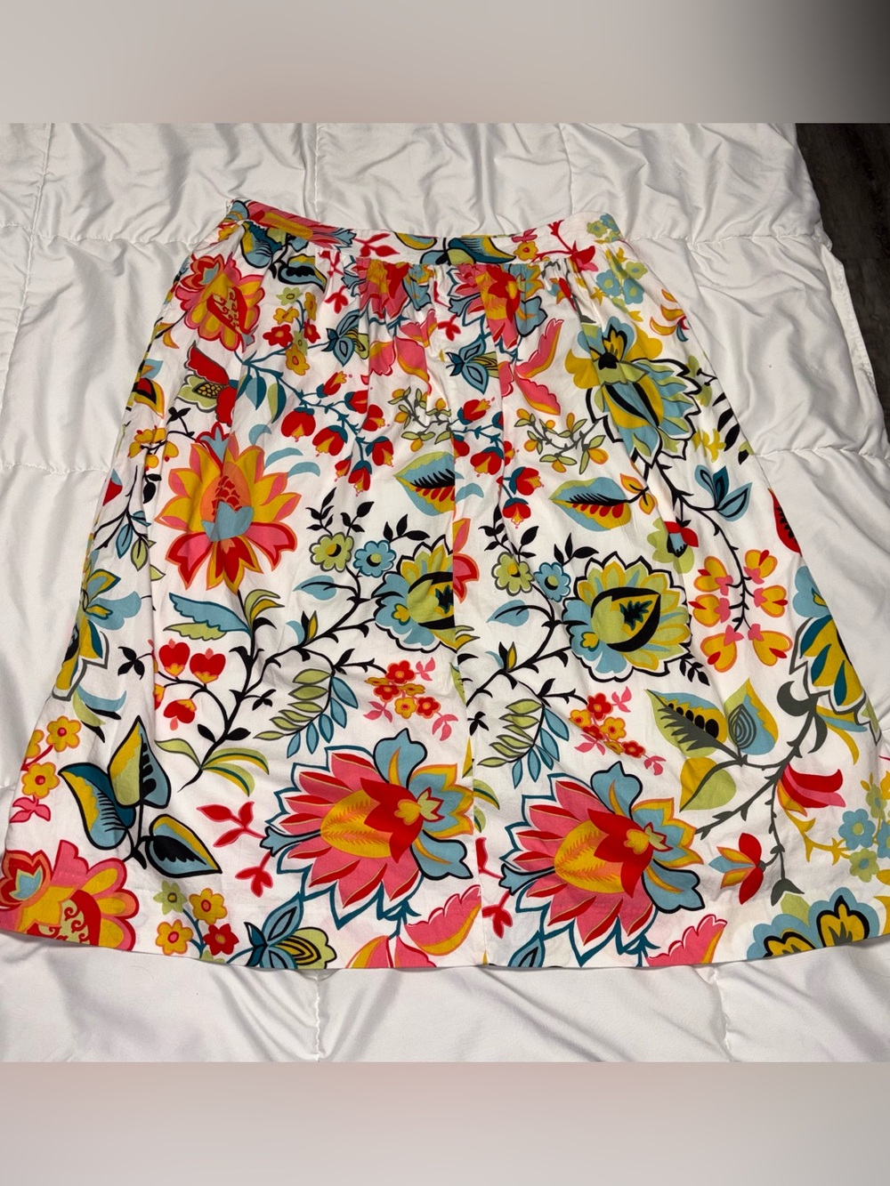 Ann Taylor floral skirt 12 cotton modal blend red green blues white - Picture 7 of 8